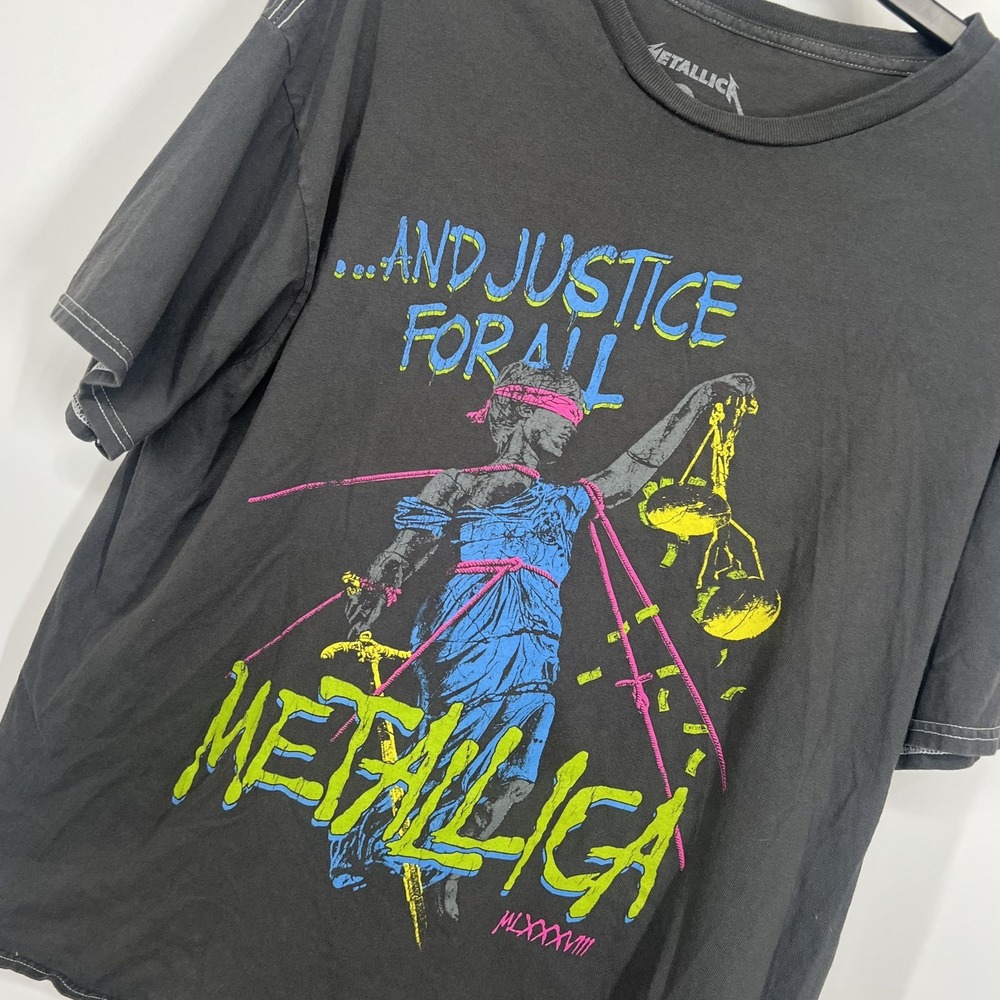 Metallica And Justice for All T Shirt Mens L Band Rock Tour Concert Black SS EUC